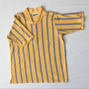 King Size - VTG Striped Polo - Gold/Blue - Mens XL
